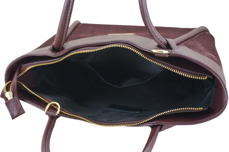 Elegancka torebka ze skóry zamszowej - Bordowa 