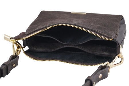 Zamszowa listonoszka damska Barberinis - Brązowa ciemna