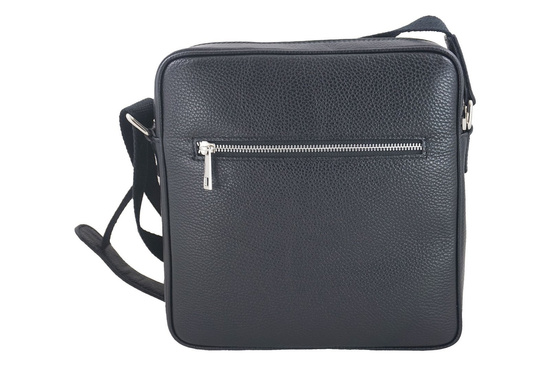 Torba męska skórzana z regulowanym paskiem - Czarna 