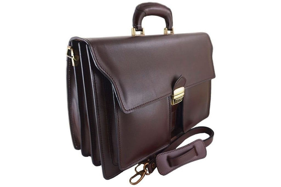 Aktówka męska - skóra naturalna - Czarna