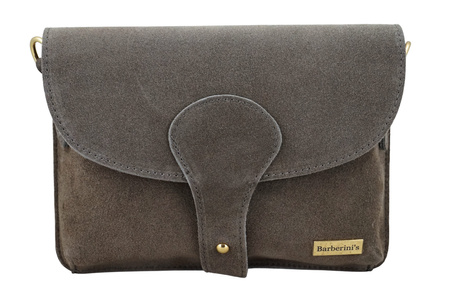 Zamszowa listonoszka na szerokim pasku - Beżowa ciemna 