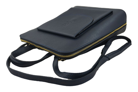 Plecak skórzany / listonoszka - Casual 2w1 - Granatowy 