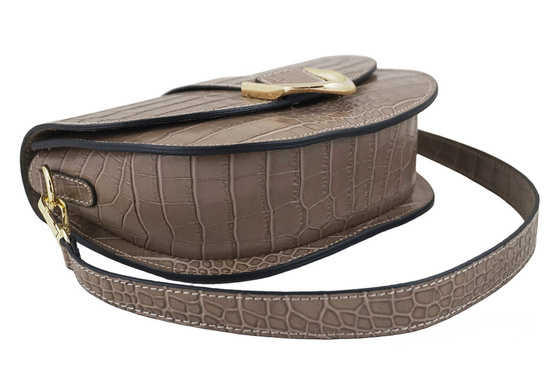 Listonoszka damska croco - Beżowa ciemna 