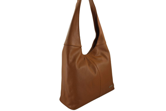 Modna torebka worek na szerokim uchwycie - Brązowa jasna