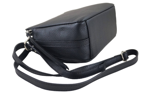 Torebka skórzana damska włoska - Czarna 