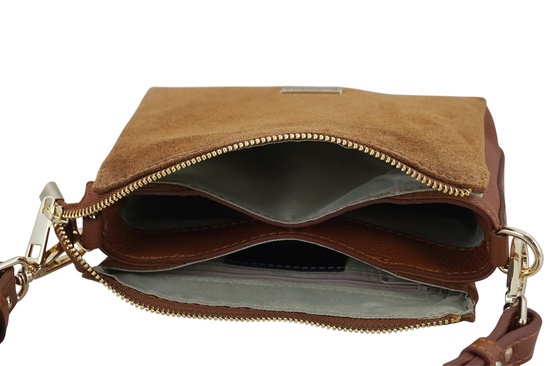 Zamszowa listonoszka damska Barberinis - Brązowa jasna 