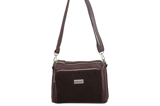 Codzienna torebka ze skóry naturalnej z zamszem - Bordowa 