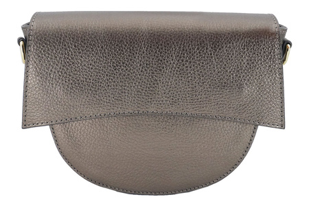 Torebka listonoszka skórzana metalizowana - Złota ciemna