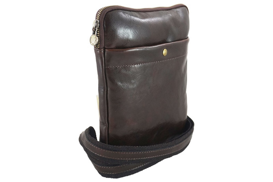 Modna męska torba skórzana z regulowanym paskiem - Czarna 