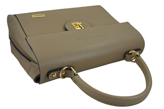 Skórzana torebka kuferek do ręki - Beżowa 