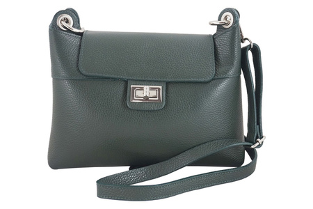 Torebka damska skórzana crossbody - Zielona ciemna