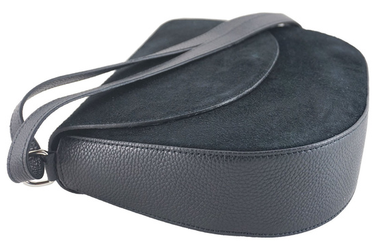 Duża torebka listonoszka zamszowa z klapką - Brązowa ciemna 