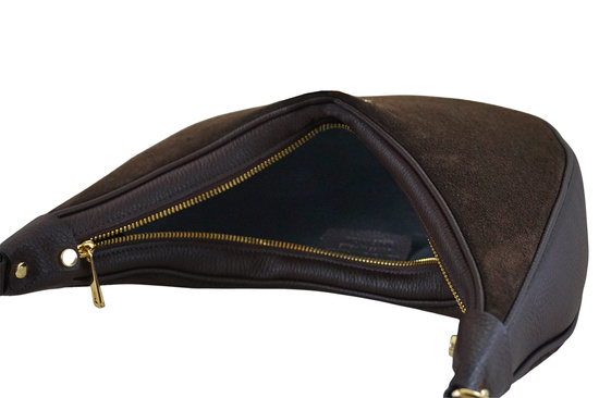 Stylowa torebka z zamszowym wykończeniem - Brązowa ciemna 