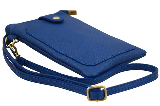 Torebka skórzana / etui na telefon - Chabrowe