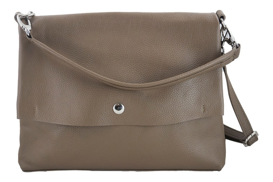 Duża torebka klasyczna ze skóry naturalnej miękkiej - Beżowa ciemna