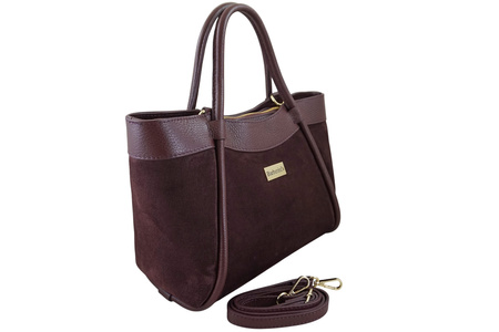 Elegancka torebka ze skóry zamszowej - Bordowa 