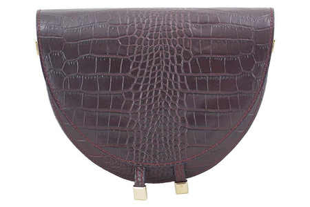 Wizytowa torebka listonoszka - CROCO - Brązowa ciemna