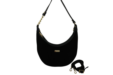 Stylowa torebka z zamszowym wykończeniem - Czarna