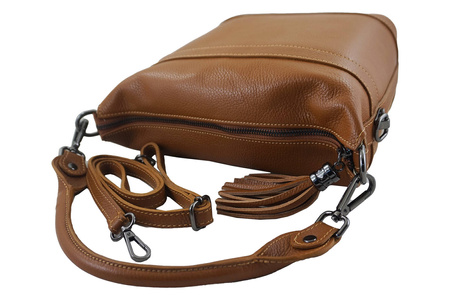 Damski kuferek skórzany na ramię - Brązowy jasny