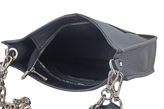 Duża listonoszka z odpinanym łańcuszkiem - Czarna 