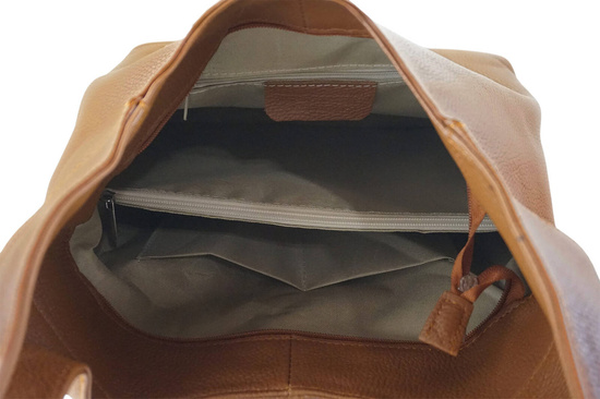 Modna torebka worek na szerokim uchwycie - Brązowa jasna