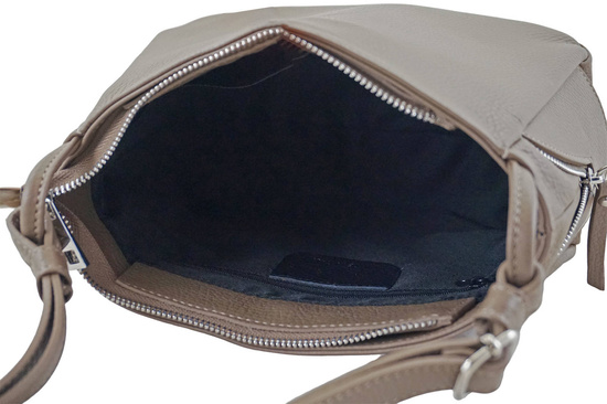 Klasyczna listonoszka skórzana - Beżowa ciemna 