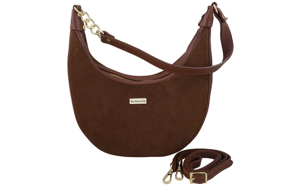 Stylowa torebka z zamszowym wykończeniem - Brązowa