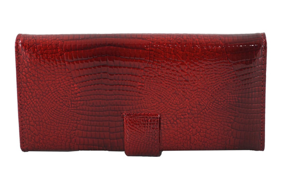 Skórzany portfel damski lakierowany - Granatowy