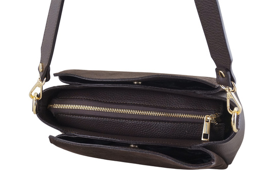 Torebka miejska z naturalnego zamszu i skóry - Brązowa ciemna 