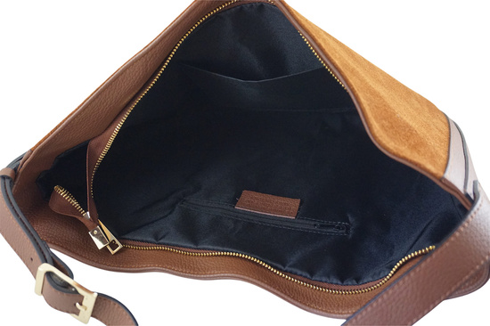 Duża torebka zamszowa na ramię - Brązowa 