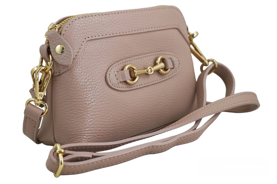 Mała torebka wizytowa skórzana - Różowa pudrowa 