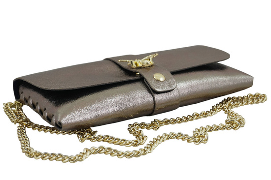 Torebka kopertówka metalizowana - Złota ciemna