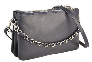 Modna włoska listonoszka skórzana - Barberini's - Granatowa