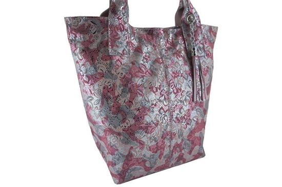 Torebka damska worek multikolor - Różowa pudrowa 