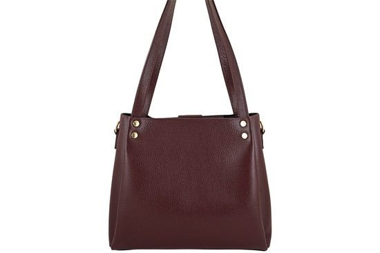 Klasyczna torebka skórzana z zamszem - Bordowa 