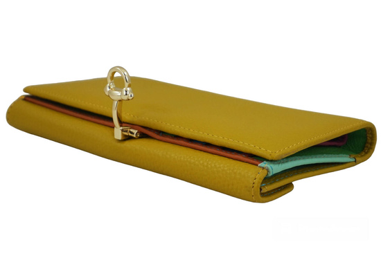 Duży portfel ze złotym zapięciem - Żółty ciemny