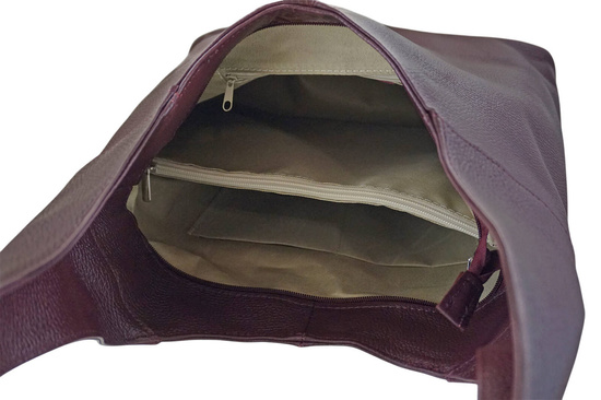 Modna torebka worek na szerokim uchwycie - Bordowa