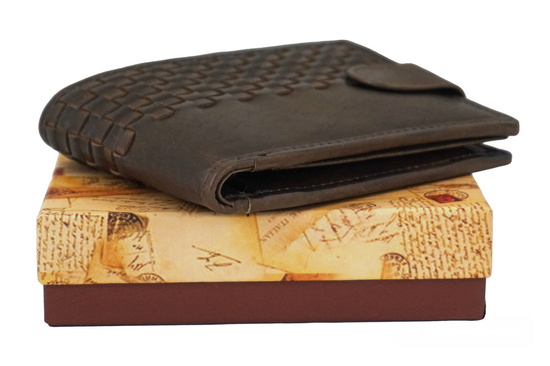 Ekskluzywny portfel męski z zapięciem - Brązowy ciemny 