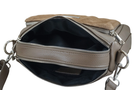 Codzienna torebka ze skóry naturalnej z zamszem - Beżowa ciemna