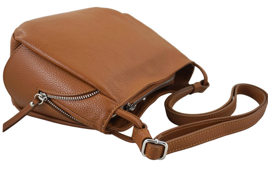 Klasyczna listonoszka skórzana - Brązowa jasna 