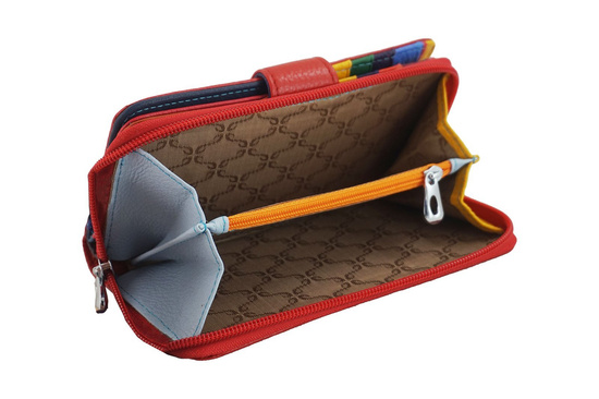 Kolorowy portfel skórzany damski - Żółty ciemny