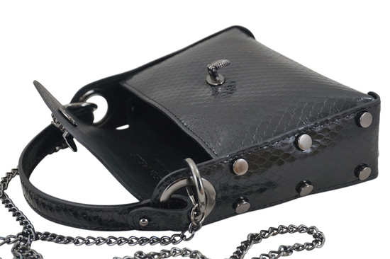 Lakierowana torebka wizytowa skórzana - Czarna