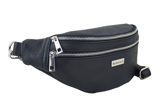 Funkcjonalna skórzana saszetka nerka - Czarna 