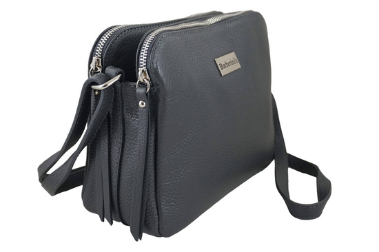 Torebka skórzana damska włoska - Szara ciemna 