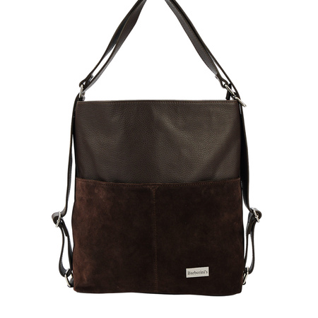 Torebka plecak z zamszem - Brązowa ciemna