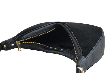 Stylowa torebka z zamszowym wykończeniem - Czarna