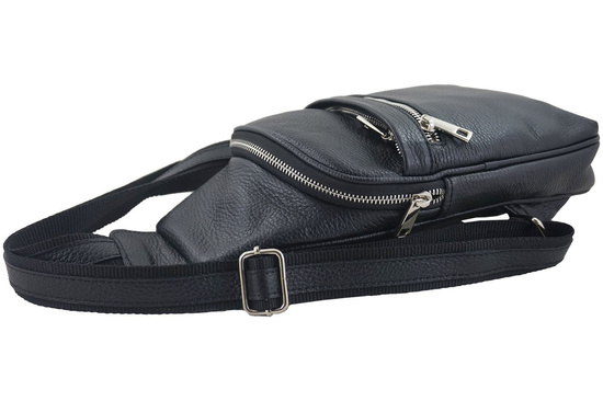 Skórzana saszetka / nerka męska - Czarna 