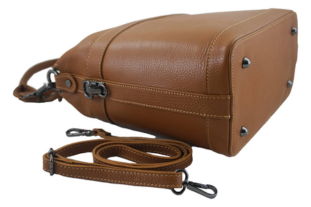 Damski kuferek skórzany na ramię - Brązowy jasny