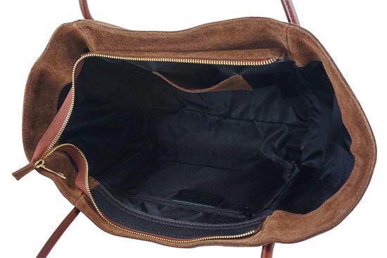 Barberinis - torebka duża zamszowa na ramię - Brązowa 