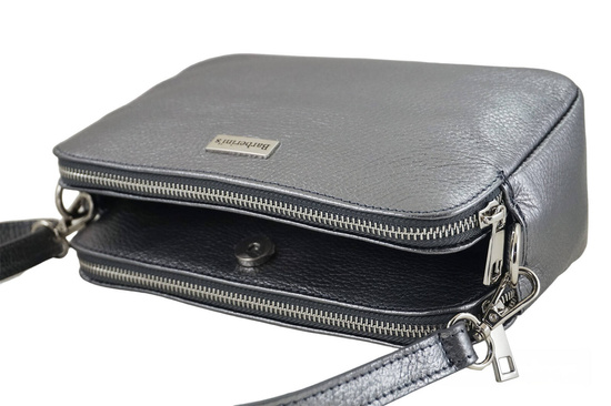 Damska torebka metalizowana - Srebrna ciemna 